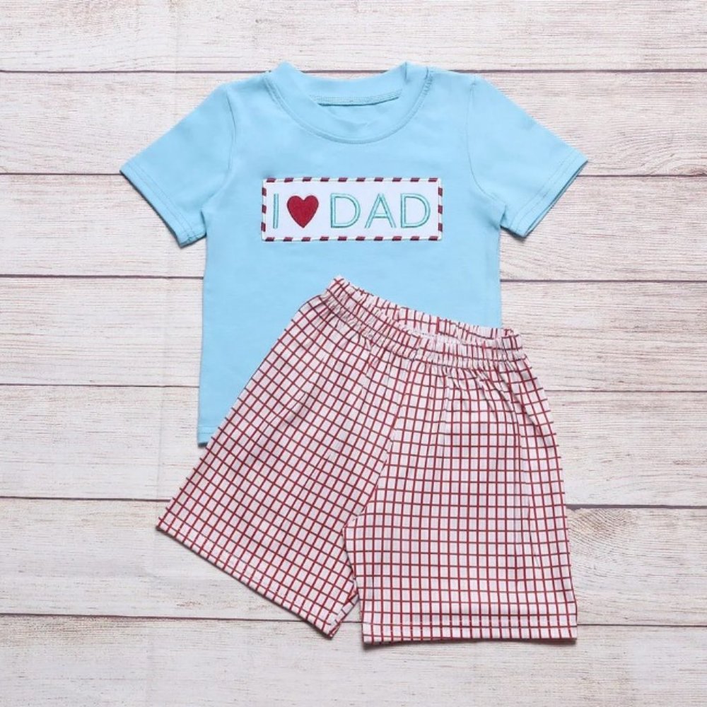 Boutique I Love Dad Boys Short Sleeve Shorts Outfit Set Father's Day